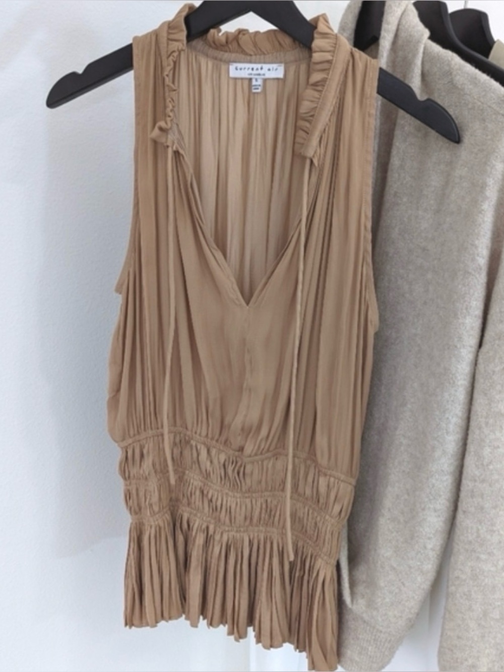 Current Air Sleeveless Smocked Waist Top Blouse